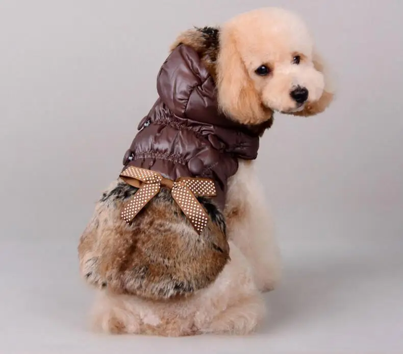 Manteau d'hiver pour chien à capuche avec fourrure