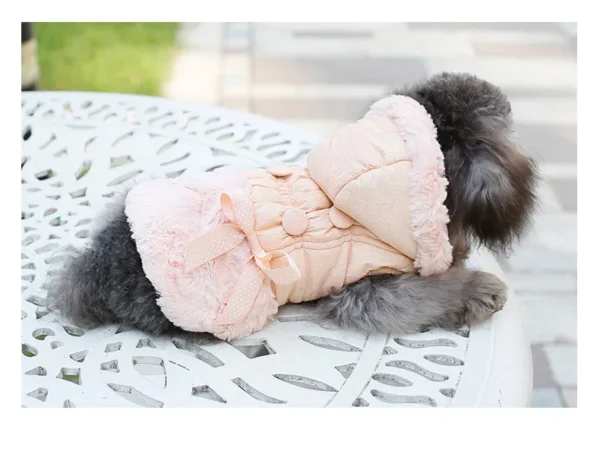 Manteau d'hiver pour chien à capuche avec fourrure – Image 6