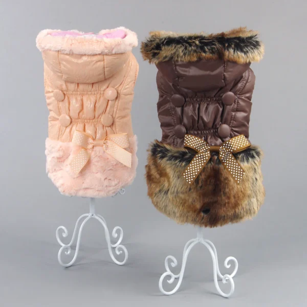 Manteau d'hiver pour chien à capuche avec fourrure – Image 2