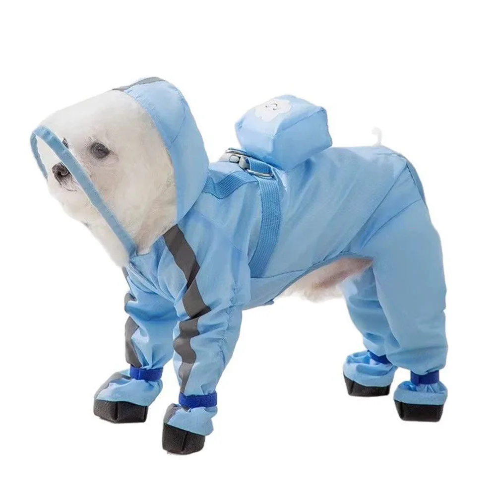 Imperméable à capuche bleu pour petit chien